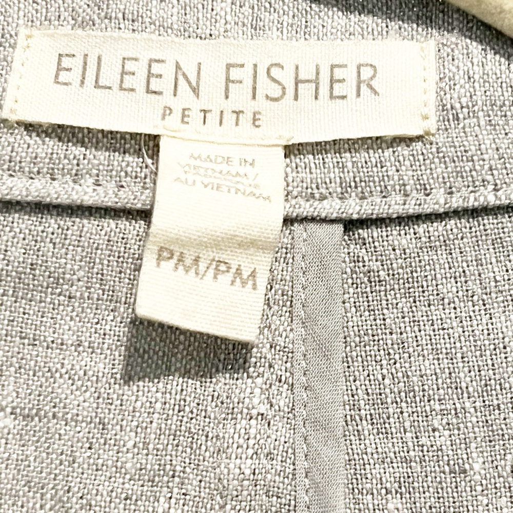 Eileen Fisher Organic Linen lightweight Blazer Metallic Pearl Size PM - Picture 7 of 9